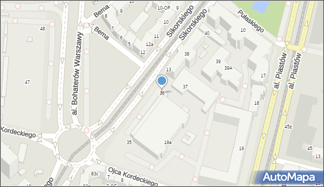 Szczecin, Sikorskiego Władysława, gen., 36, mapa Szczecina