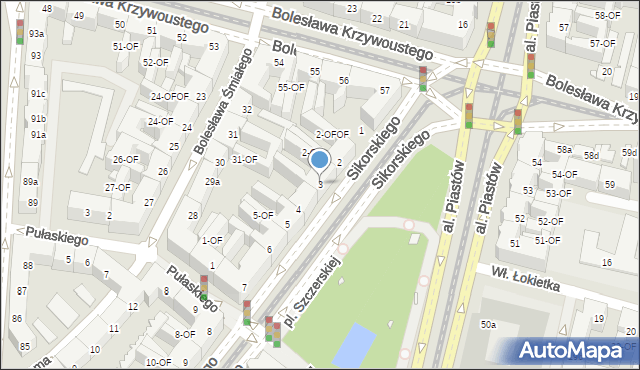 Szczecin, Sikorskiego Władysława, gen., 3, mapa Szczecina