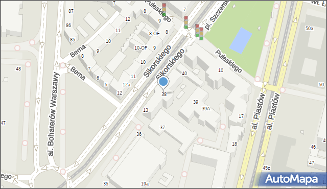 Szczecin, Sikorskiego Władysława, gen., 38, mapa Szczecina