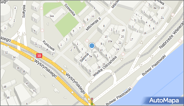 Szczecin, Sienna, 6, mapa Szczecina