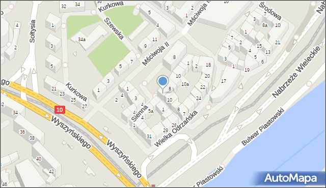 Szczecin, Sienna, 7, mapa Szczecina