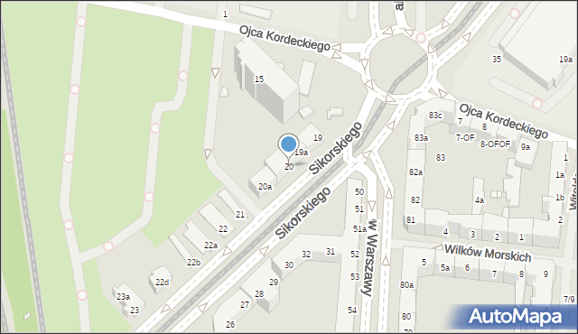 Szczecin, Sikorskiego Władysława, gen., 20, mapa Szczecina