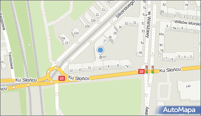 Szczecin, Sikorskiego Władysława, gen., 25, mapa Szczecina