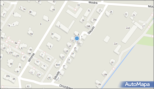 Szczecin, Sikorki, 13, mapa Szczecina