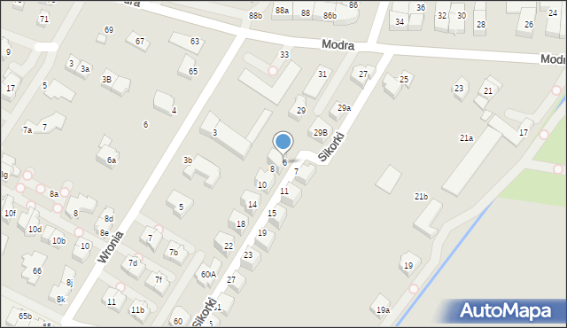 Szczecin, Sikorki, 6, mapa Szczecina