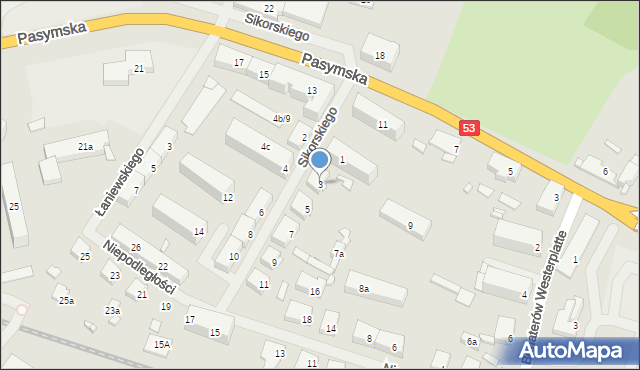 Szczytno, Sikorskiego Władysława, gen., 3, mapa Szczytno