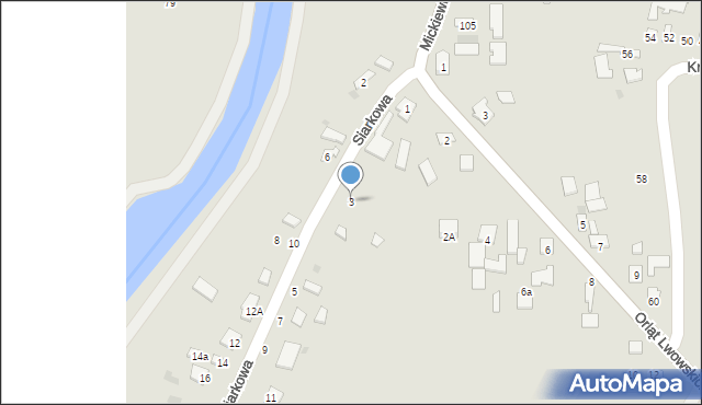 Tarnobrzeg, Siarkowa, 3, mapa Tarnobrzegu