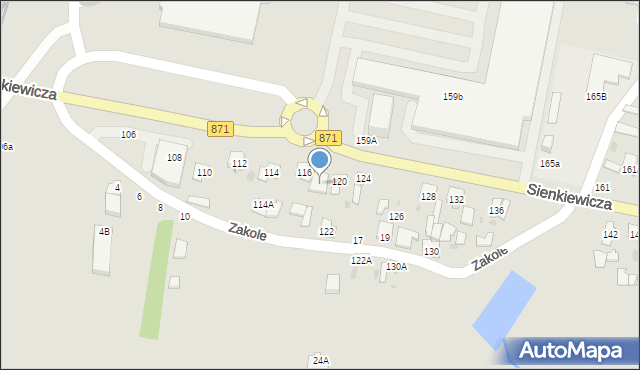 Tarnobrzeg, Sienkiewicza Henryka, 118, mapa Tarnobrzegu