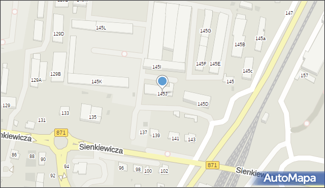 Tarnobrzeg, Sienkiewicza Henryka, 145J, mapa Tarnobrzegu