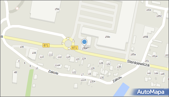 Tarnobrzeg, Sienkiewicza Henryka, 159A, mapa Tarnobrzegu