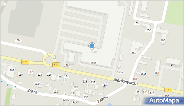 Tarnobrzeg, Sienkiewicza Henryka, 159b, mapa Tarnobrzegu