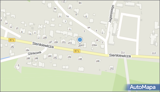 Tarnobrzeg, Sienkiewicza Henryka, 207, mapa Tarnobrzegu