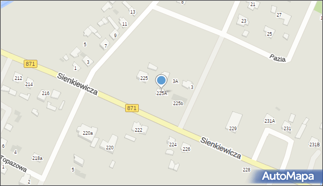 Tarnobrzeg, Sienkiewicza Henryka, 225A, mapa Tarnobrzegu