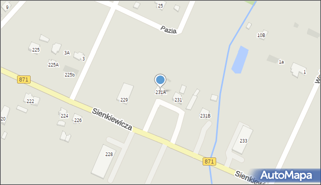 Tarnobrzeg, Sienkiewicza Henryka, 231A, mapa Tarnobrzegu