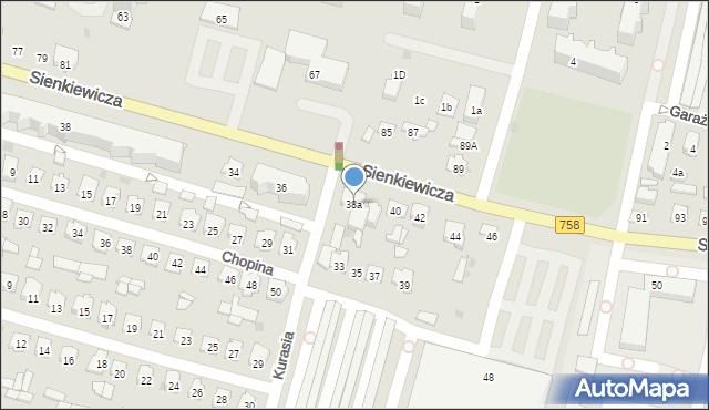 Tarnobrzeg, Sienkiewicza Henryka, 38a, mapa Tarnobrzegu