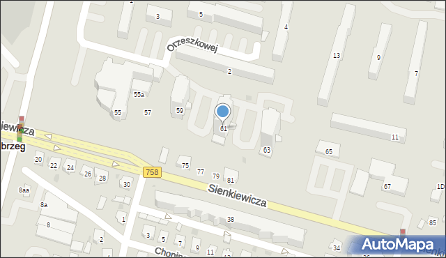 Tarnobrzeg, Sienkiewicza Henryka, 61, mapa Tarnobrzegu