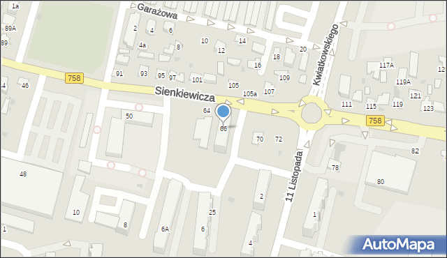 Tarnobrzeg, Sienkiewicza Henryka, 66, mapa Tarnobrzegu