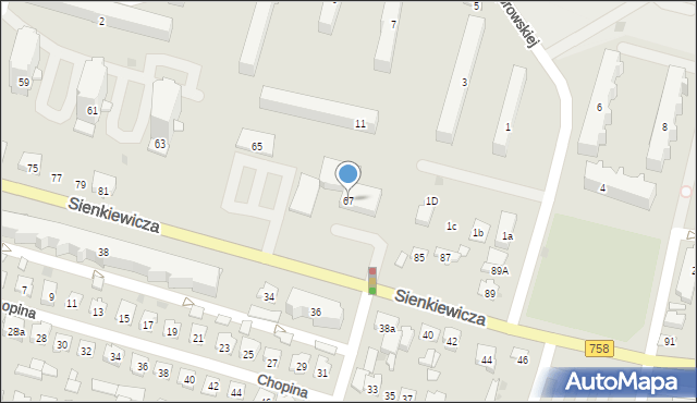 Tarnobrzeg, Sienkiewicza Henryka, 67, mapa Tarnobrzegu