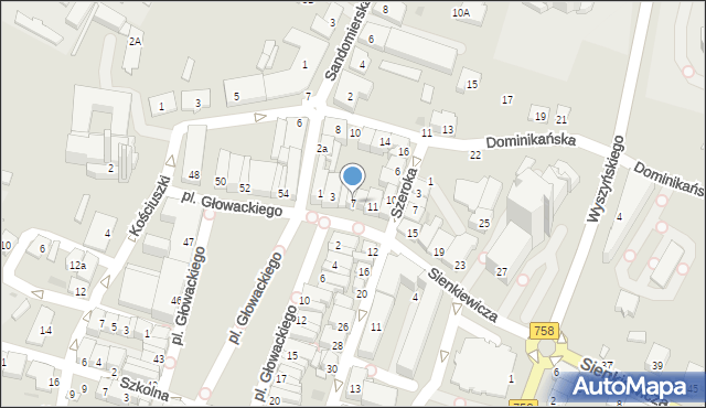 Tarnobrzeg, Sienkiewicza Henryka, 7, mapa Tarnobrzegu