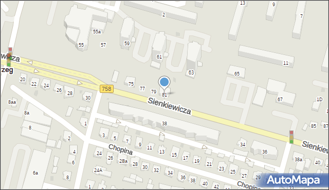 Tarnobrzeg, Sienkiewicza Henryka, 81, mapa Tarnobrzegu