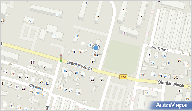 Tarnobrzeg, Sienkiewicza Henryka, 89A, mapa Tarnobrzegu