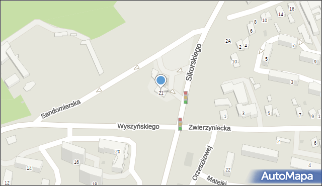 Tarnobrzeg, Sikorskiego Władysława, gen., 21, mapa Tarnobrzegu