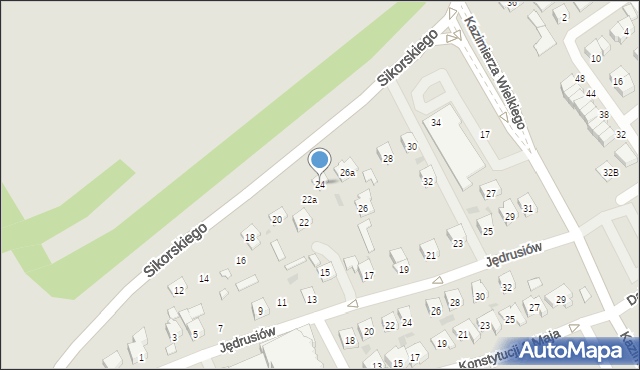 Tarnobrzeg, Sikorskiego Władysława, gen., 24, mapa Tarnobrzegu