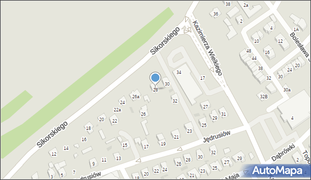 Tarnobrzeg, Sikorskiego Władysława, gen., 28, mapa Tarnobrzegu