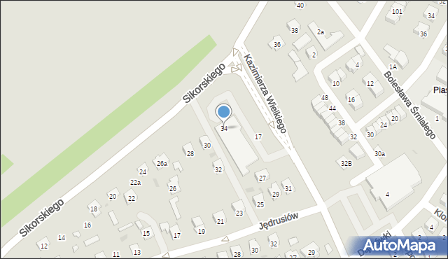 Tarnobrzeg, Sikorskiego Władysława, gen., 34, mapa Tarnobrzegu