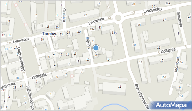 Tarnów, Sienna, 6, mapa Tarnów