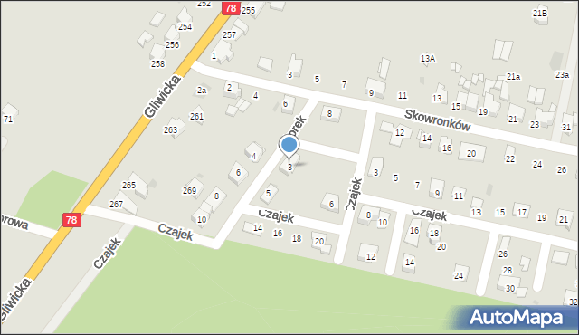 Tarnowskie Góry, Sikorek, 3, mapa Tarnowskie Góry