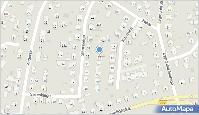 Tczew, Sikorskiego Władysława, gen., 34, mapa Tczew