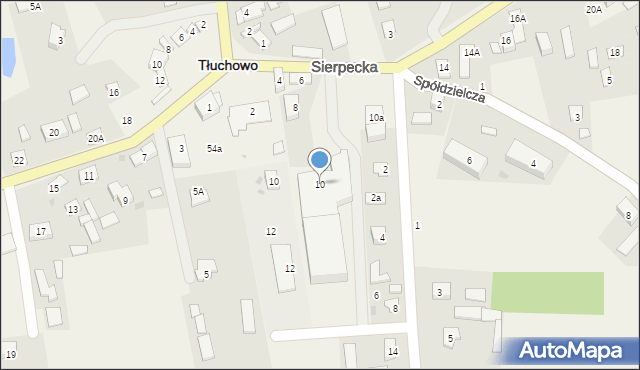 Tłuchowo, Sierpecka, 10, mapa Tłuchowo