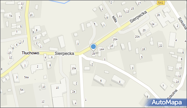 Tłuchowo, Sierpecka, 14, mapa Tłuchowo