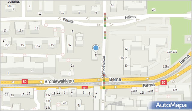 Toruń, Sienkiewicza Henryka, 31, mapa Torunia