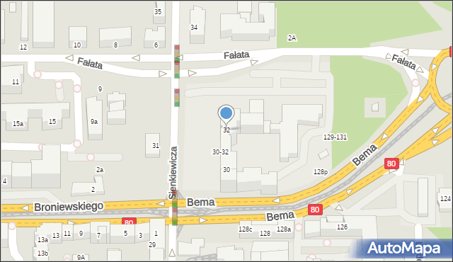 Toruń, Sienkiewicza Henryka, 32, mapa Torunia