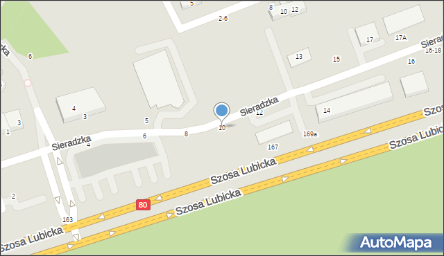 Toruń, Sieradzka, 10, mapa Torunia