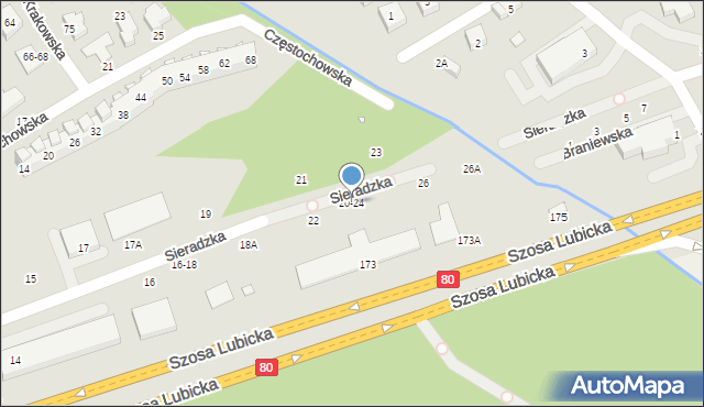 Toruń, Sieradzka, 20-24, mapa Torunia