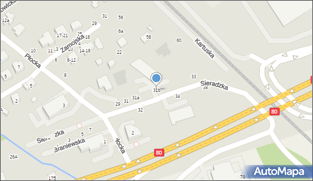 Toruń, Sieradzka, 31b, mapa Torunia
