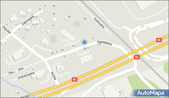 Toruń, Sieradzka, 36, mapa Torunia