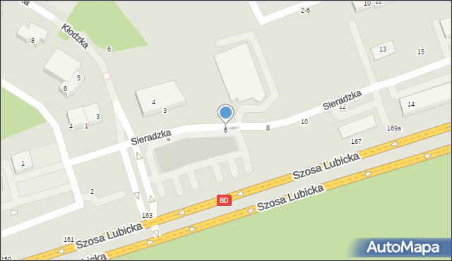 Toruń, Sieradzka, 6, mapa Torunia