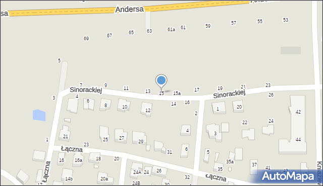 Toruń, Sinorackiej Melanii, 15, mapa Torunia