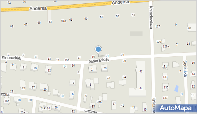 Toruń, Sinorackiej Melanii, 19-21, mapa Torunia