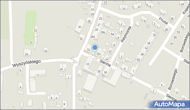 Trzemeszno, Sienna, 1, mapa Trzemeszno