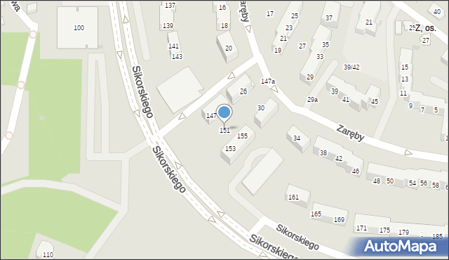 Tychy, Sikorskiego Władysława, gen., 151, mapa Tychów