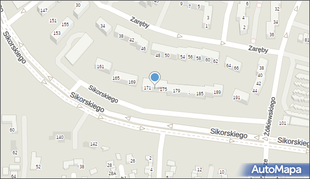 Tychy, Sikorskiego Władysława, gen., 173, mapa Tychów