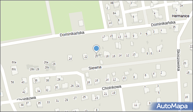 Ustroń, Siewna, 20, mapa Ustroń