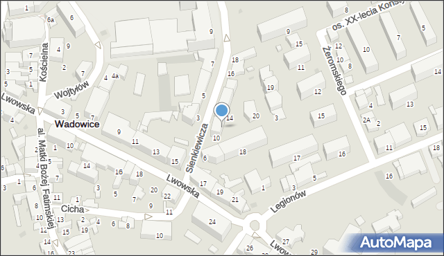 Wadowice, Sienkiewicza Henryka, 12, mapa Wadowice