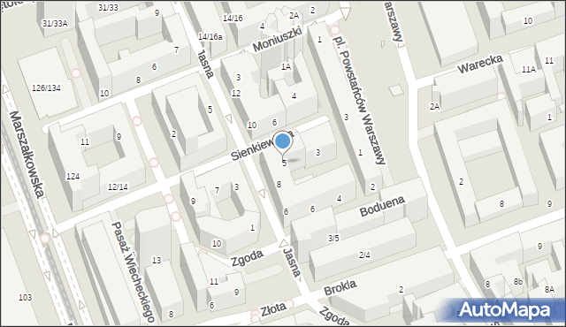 Warszawa, Sienkiewicza Henryka, 5, mapa Warszawy