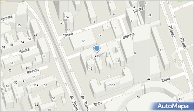 Warszawa, Sienna, 43A, mapa Warszawy